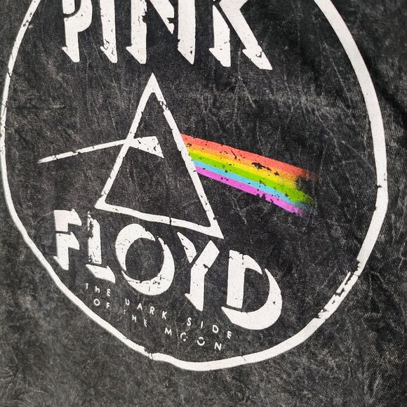PINK FLOYD DARK SIDE OF THE MOON long sleeve, cropped "stonewashed" grey t-shirt - Picture 3 of 5